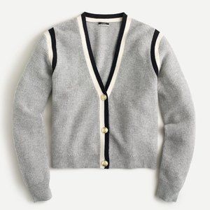 JCrew Cashmere waffle-knit cardigan grey XS NWT